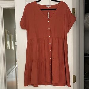 Madewell Terracotta V-Neck Dress